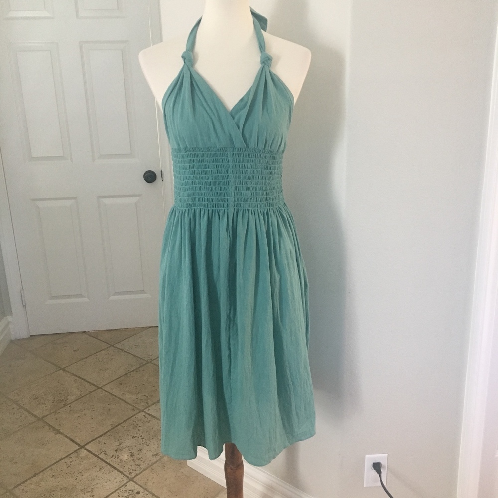 Club Monaco Teal Green Halter Backless Sundress